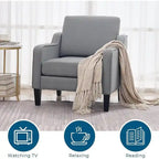 Poltrona Singola Accento Lino Multicolore, Stile Mid-Century
