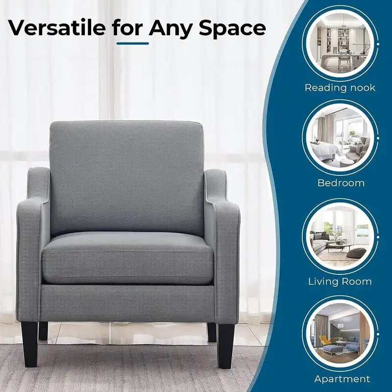 Poltrona Singola Accento Lino Multicolore, Stile Mid-Century