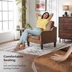 Poltrona Singola Accento Lino Multicolore, Stile Mid-Century