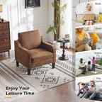 Poltrona Singola Accento Lino Multicolore, Stile Mid-Century