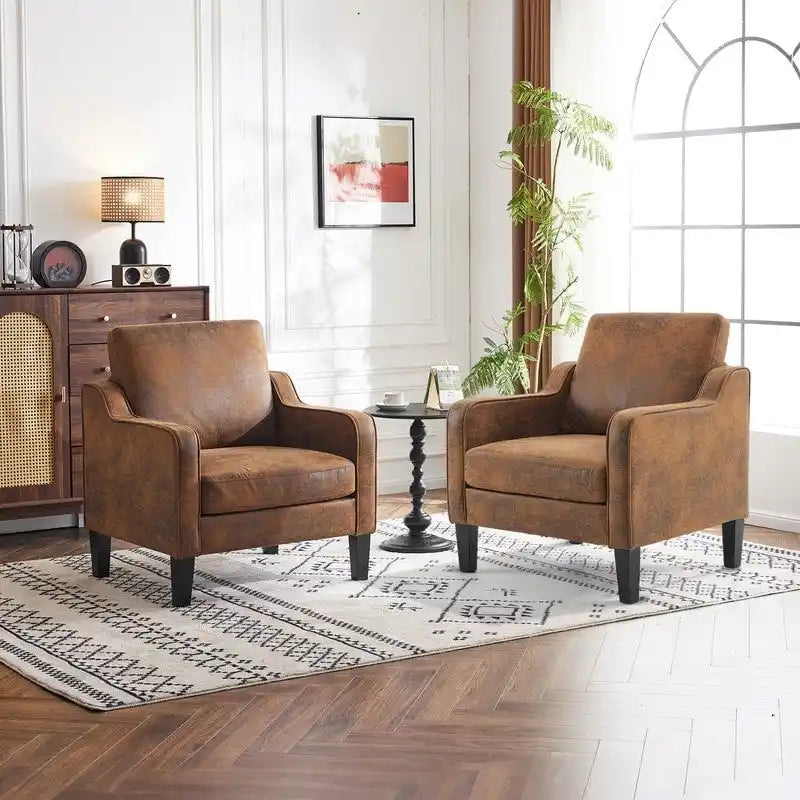 Poltrona Singola Accento Lino Multicolore, Stile Mid-Century