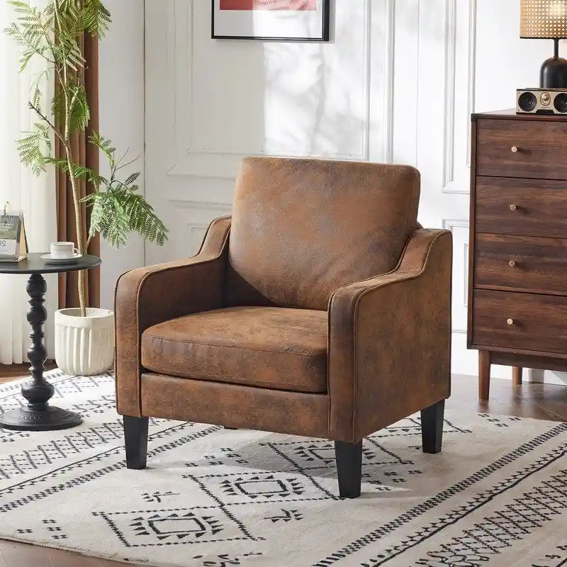 Poltrona Singola Accento Lino Multicolore, Stile Mid-Century