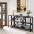 Consolle da Divano da 180 cm con Scaffali a 3 Ripiani – Grigio / Marrone / Noce / Bianco, Stile Industriale
