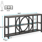 Consolle da Divano da 180 cm con Scaffali a 3 Ripiani – Grigio / Marrone / Noce / Bianco, Stile Industriale