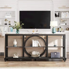 Consolle da Divano da 180 cm con Scaffali a 3 Ripiani – Grigio / Marrone / Noce / Bianco, Stile Industriale