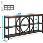 Consolle da Divano da 180 cm con Scaffali a 3 Ripiani – Grigio / Marrone / Noce / Bianco, Stile Industriale