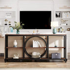Consolle da Divano da 180 cm con Scaffali a 3 Ripiani – Grigio / Marrone / Noce / Bianco, Stile Industriale