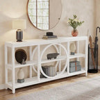 Consolle da Divano da 180 cm con Scaffali a 3 Ripiani – Grigio / Marrone / Noce / Bianco, Stile Industriale