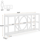 Consolle da Divano da 180 cm con Scaffali a 3 Ripiani – Grigio / Marrone / Noce / Bianco, Stile Industriale