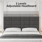 Struttura letto imbottita in lino grigio con doghe in legno, Twin/Full/Queen/King