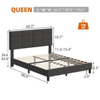 Struttura letto imbottita in lino grigio con doghe in legno, Twin/Full/Queen/King