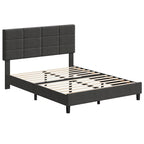 Struttura letto imbottita in lino grigio con doghe in legno, Twin/Full/Queen/King