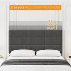 Struttura letto imbottita in lino grigio con doghe in legno, Twin/Full/Queen/King