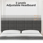 Struttura letto imbottita in lino grigio con doghe in legno, Twin/Full/Queen/King