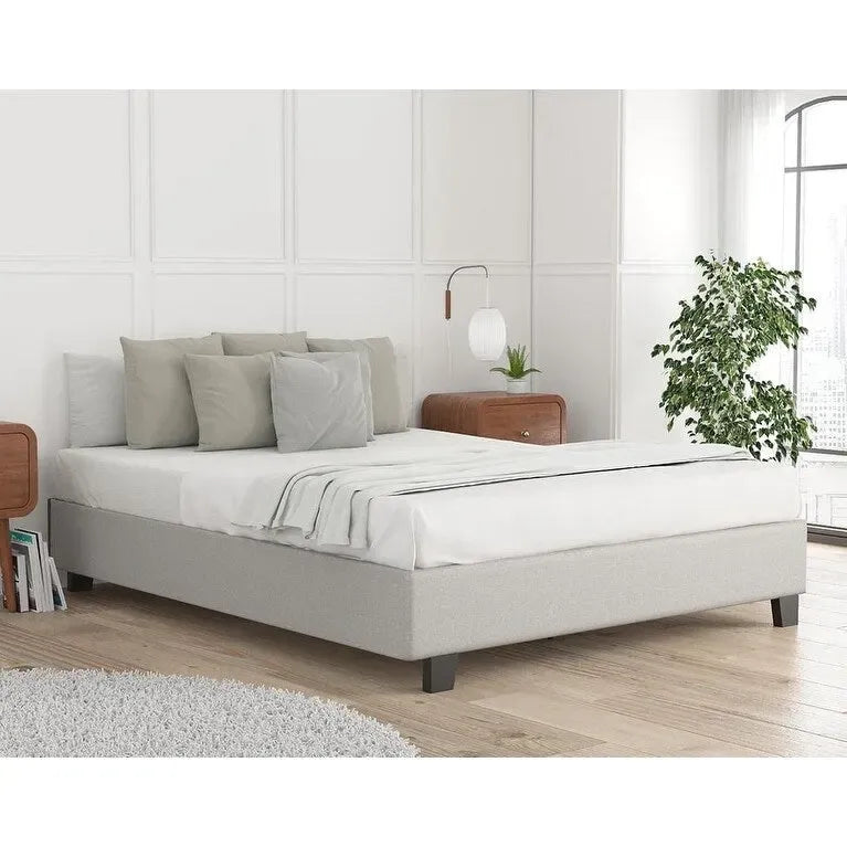 Struttura letto imbottita con piattaforma Grigio / Avorio / Pietra – Queen / King / California King