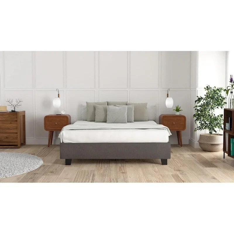 Struttura letto imbottita con piattaforma Grigio / Avorio / Pietra – Queen / King / California King