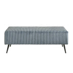 Set letto con pannello ad alette in velluto a coste blu con 2 comodini e panca – King/Queen, 2 persone