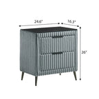 Set letto con pannello ad alette in velluto a coste blu con 2 comodini e panca – King/Queen, 2 persone
