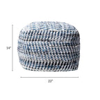Pouf Ottomano Fatto a Mano in Denim Blu, Seduta Singola