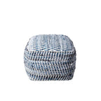 Pouf Ottomano Fatto a Mano in Denim Blu, Seduta Singola