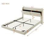 Letto matrimoniale nero/beige, stile fluttuante, testiera contenitore con LED e USB