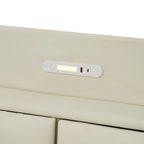 Letto matrimoniale nero/beige, stile fluttuante, testiera contenitore con LED e USB