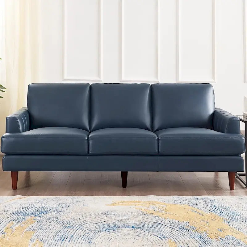 Divano 3 posti in pelle pieno fiore con cuciture a busta | Marrone Cognac / Blu Navy / Marrone Granito / Grigio Concord / Bianco Ghiaccio