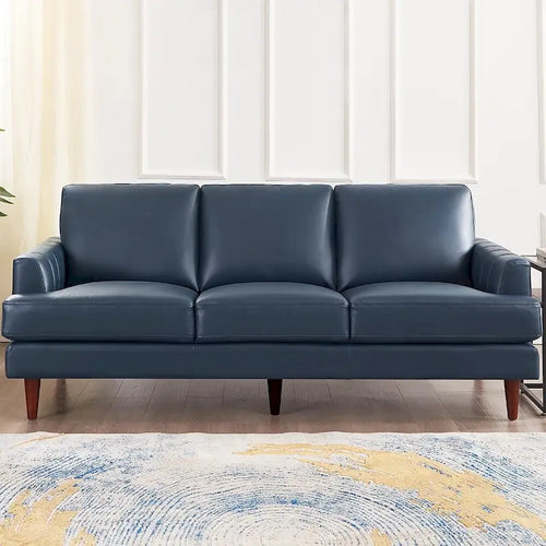 Divano 3 posti in pelle pieno fiore con cuciture a busta | Marrone Cognac / Blu Navy / Marrone Granito / Grigio Concord / Bianco Ghiaccio