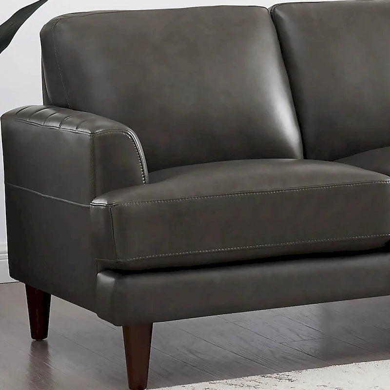 Divano 3 posti in pelle pieno fiore con cuciture a busta | Marrone Cognac / Blu Navy / Marrone Granito / Grigio Concord / Bianco Ghiaccio