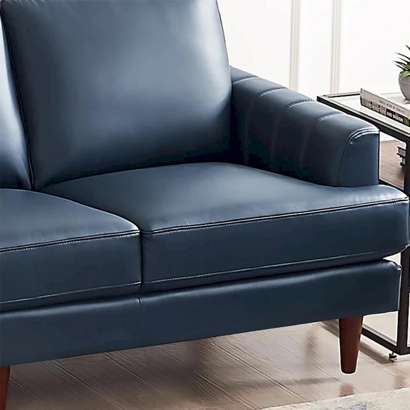 Divano 3 posti in pelle pieno fiore con cuciture a busta | Marrone Cognac / Blu Navy / Marrone Granito / Grigio Concord / Bianco Ghiaccio
