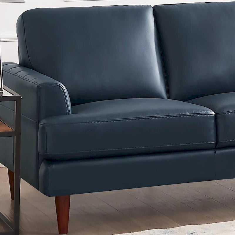 Divano 3 posti in pelle pieno fiore con cuciture a busta | Marrone Cognac / Blu Navy / Marrone Granito / Grigio Concord / Bianco Ghiaccio