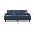 Divano 3 posti in pelle pieno fiore con cuciture a busta | Marrone Cognac / Blu Navy / Marrone Granito / Grigio Concord / Bianco Ghiaccio