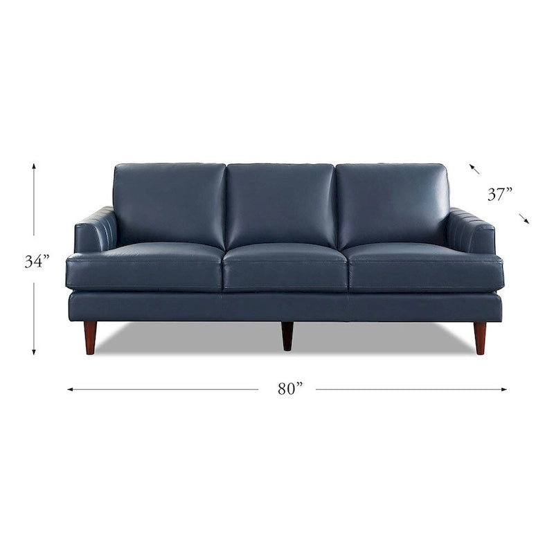 Divano 3 posti in pelle pieno fiore con cuciture a busta | Marrone Cognac / Blu Navy / Marrone Granito / Grigio Concord / Bianco Ghiaccio