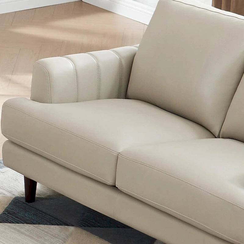 Divano 3 posti in pelle pieno fiore con cuciture a busta | Marrone Cognac / Blu Navy / Marrone Granito / Grigio Concord / Bianco Ghiaccio