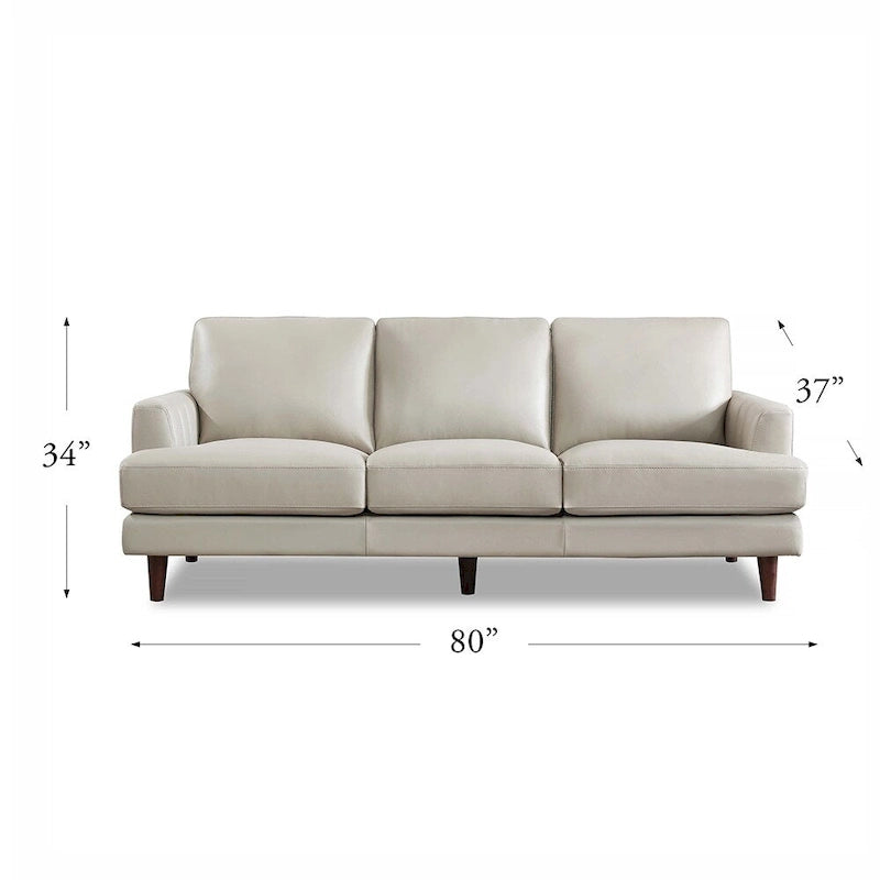 Divano 3 posti in pelle pieno fiore con cuciture a busta | Marrone Cognac / Blu Navy / Marrone Granito / Grigio Concord / Bianco Ghiaccio