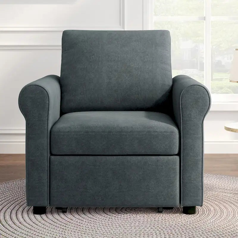 Divano letto convertibile 3 in 1 in beige/blu scuro/verde acqua, poltrona singola