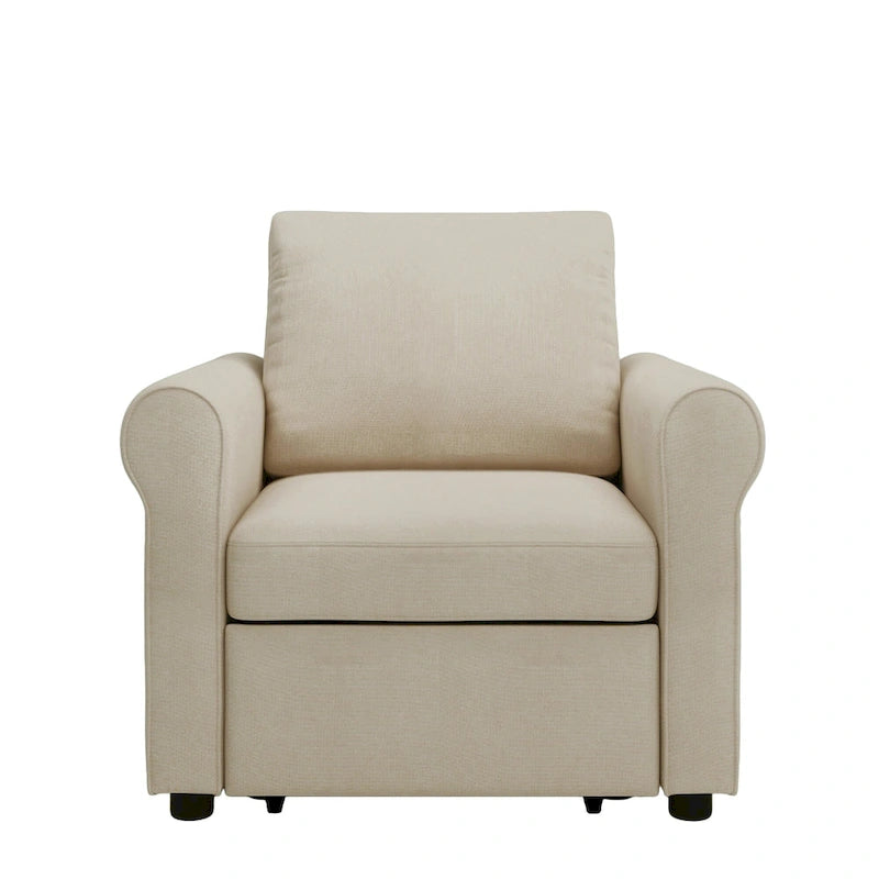 Divano letto convertibile 3 in 1 in beige/blu scuro/verde acqua, poltrona singola