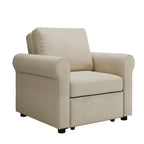 Divano letto convertibile 3 in 1 in beige/blu scuro/verde acqua, poltrona singola