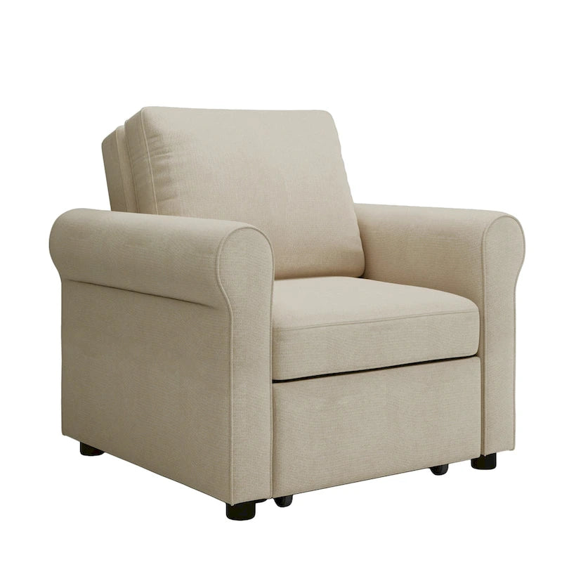 Divano letto convertibile 3 in 1 in beige/blu scuro/verde acqua, poltrona singola