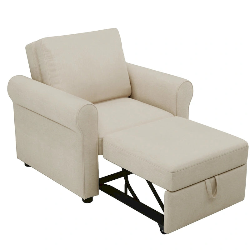 Divano letto convertibile 3 in 1 in beige/blu scuro/verde acqua, poltrona singola
