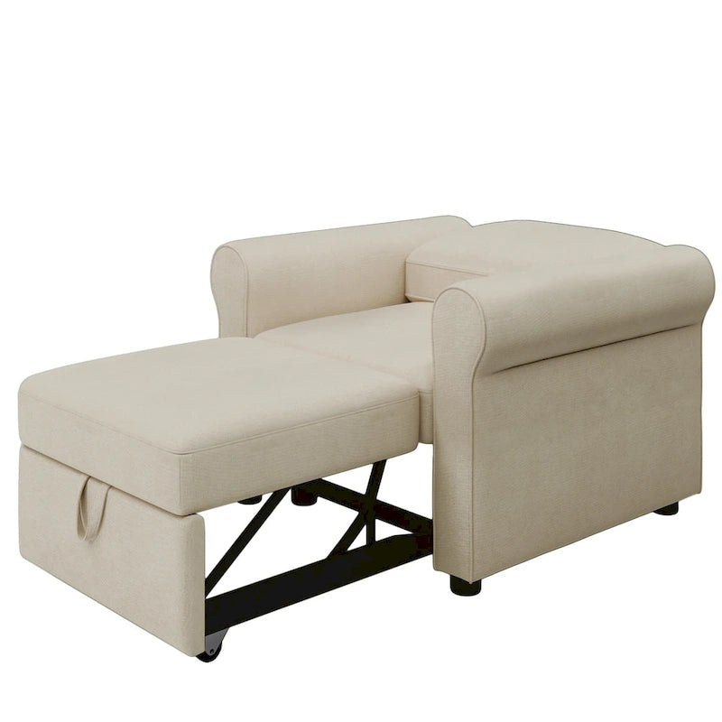 Divano letto convertibile 3 in 1 in beige/blu scuro/verde acqua, poltrona singola