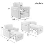 Divano letto convertibile 3 in 1 in beige/blu scuro/verde acqua, poltrona singola