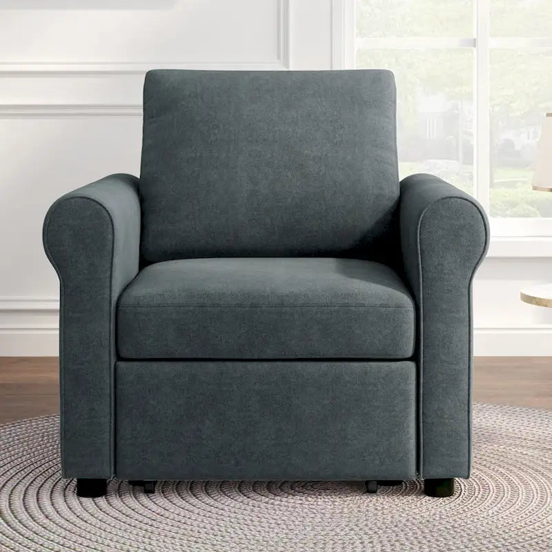 Divano letto convertibile 3 in 1 in beige/blu scuro/verde acqua, poltrona singola