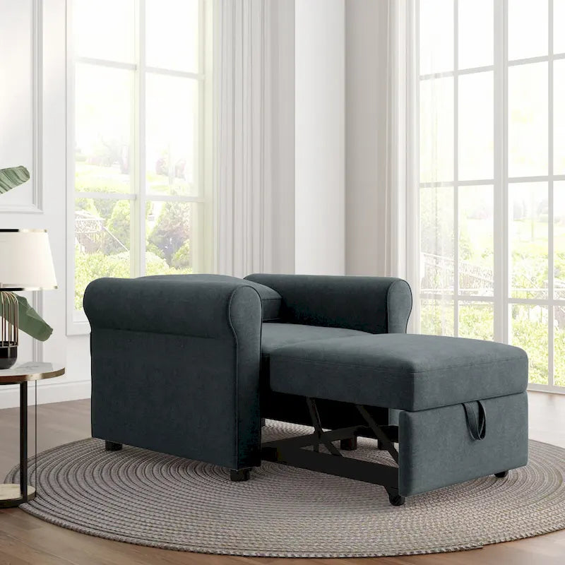 Divano letto convertibile 3 in 1 in beige/blu scuro/verde acqua, poltrona singola