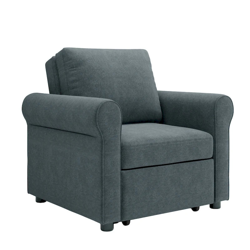 Divano letto convertibile 3 in 1 in beige/blu scuro/verde acqua, poltrona singola