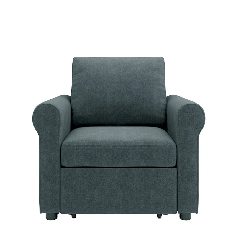Divano letto convertibile 3 in 1 in beige/blu scuro/verde acqua, poltrona singola