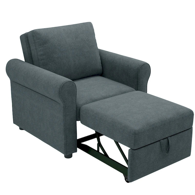 Divano letto convertibile 3 in 1 in beige/blu scuro/verde acqua, poltrona singola