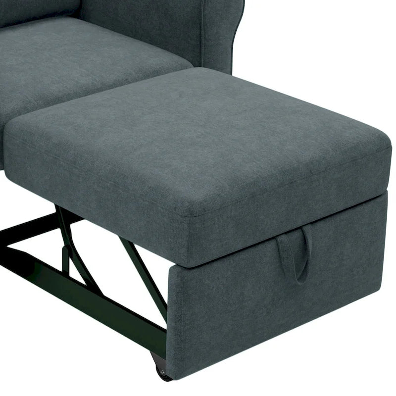 Divano letto convertibile 3 in 1 in beige/blu scuro/verde acqua, poltrona singola