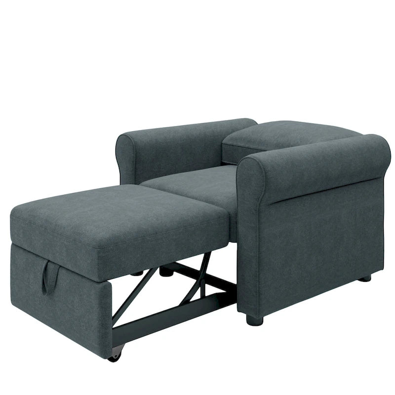 Divano letto convertibile 3 in 1 in beige/blu scuro/verde acqua, poltrona singola