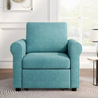 Divano letto convertibile 3 in 1 in beige/blu scuro/verde acqua, poltrona singola